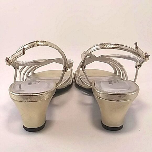 Walking Cradles Mark Lemp Leash Gold Leather Strappy Dressy Sandal Heels 8WW - Picture 6 of 11